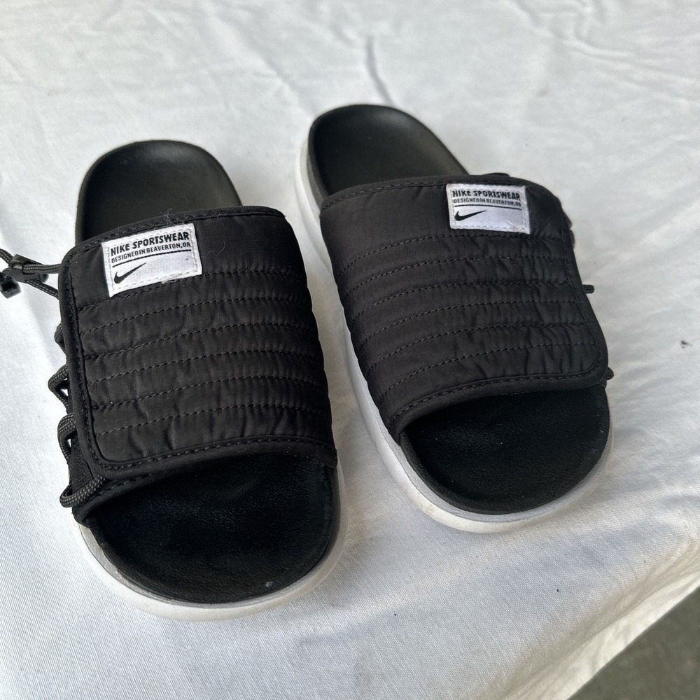 Nike Asuna 2 Slide Black White DH8469-001 Women's Size 8 Sandals Cinch Strap
